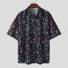 INCERUN Korean Style Men's Rose Print Casual Shirts