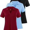VividFlex Women's Polo Shirt 3-Pack V-Neck - Moisture-Wicking Golf Tops / X-Large