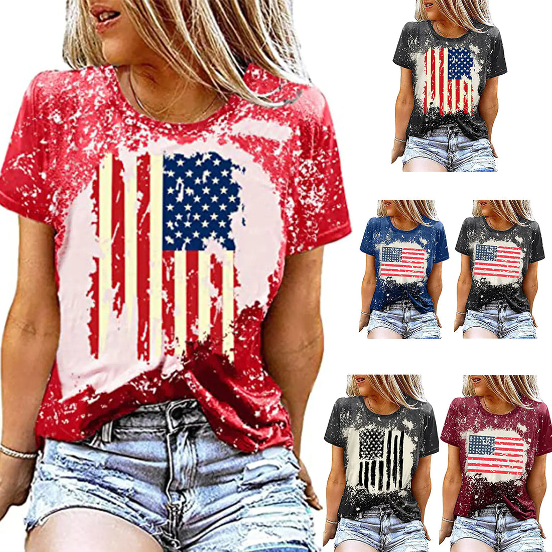 2023 Women's Independence Day Flag Print T-Shirt