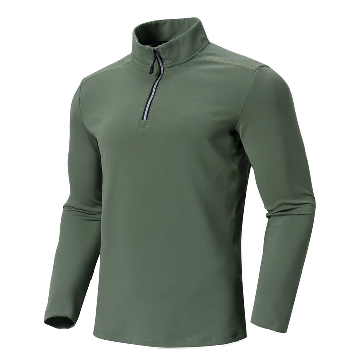 Men's Fleece-Lined Quarter Zip Golf Polo Army Green, / 3X-Large