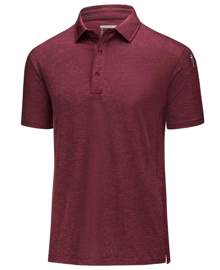 MAGCOMSEN Men's Quick Dry Golf Polo in Wine Red / X-Large