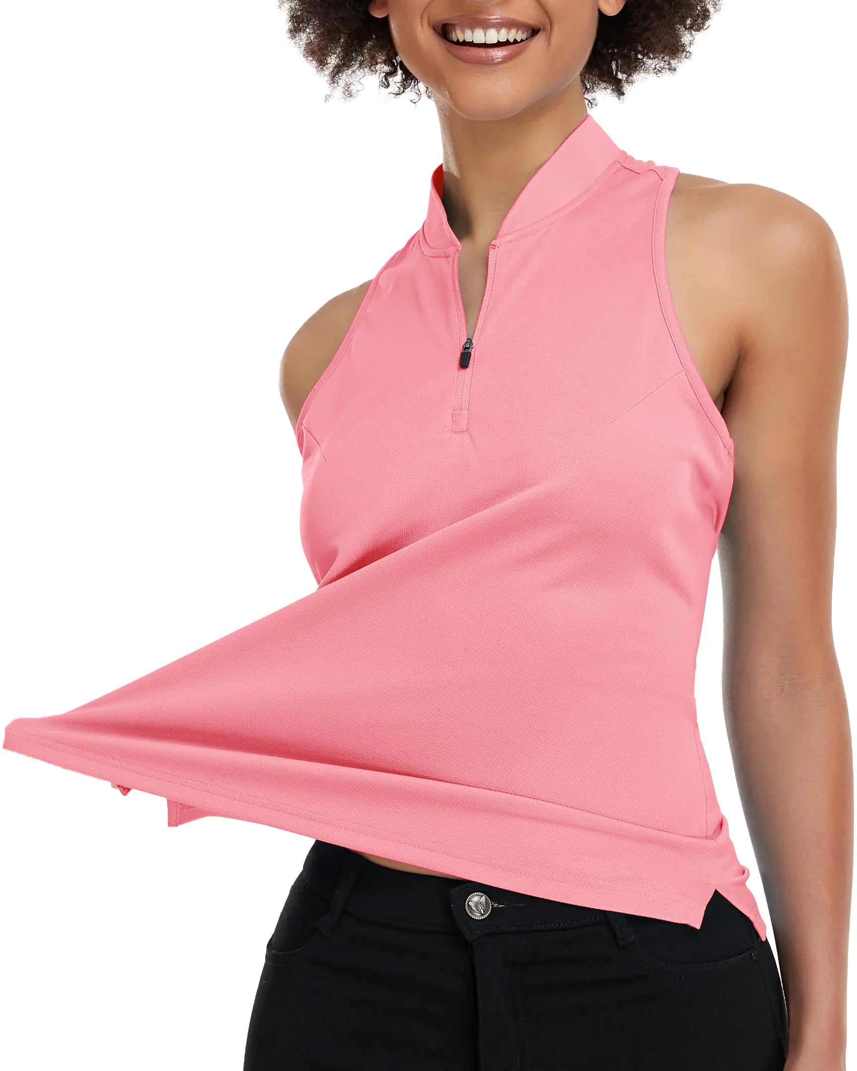Chic Racerback Women's Golf Polo - Sleeveless, Quick-Dry Light Pink / X-Large
