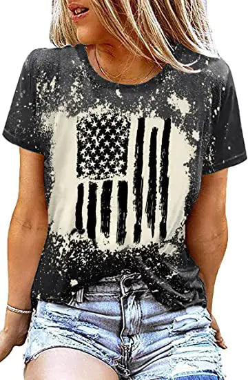 2023 Women's Independence Day Flag Print T-Shirt