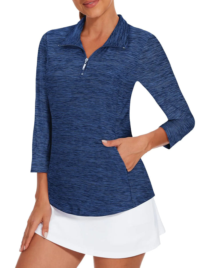 Viracy Quick-Dry Golf Polo for Women: UV Protection & Zip Neck / Large