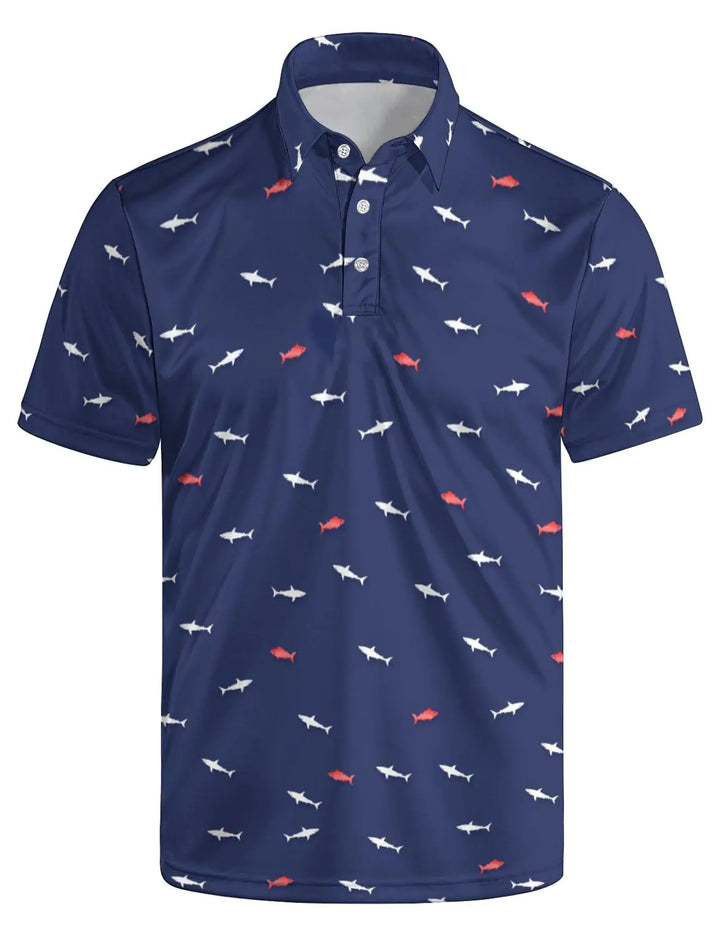 GDEVIG Shark Graphic Golf Polo / XX-Large