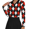 Soneven Women's Argyle V-Neck Golf Polo / XX-Large