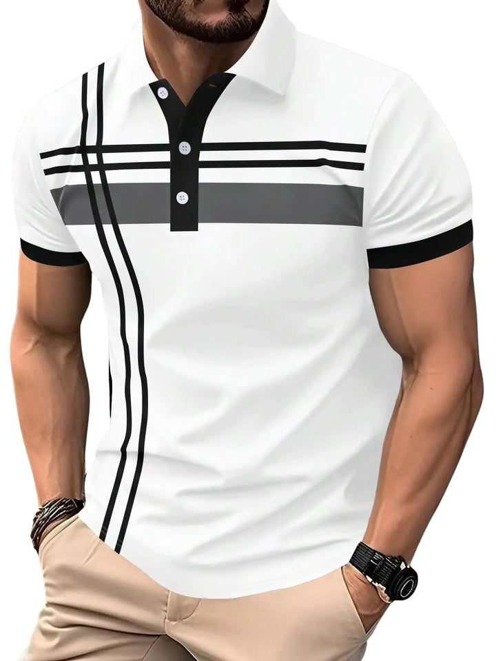 SOLY HUX Mens Casual Striped Button T-Shirt / Large