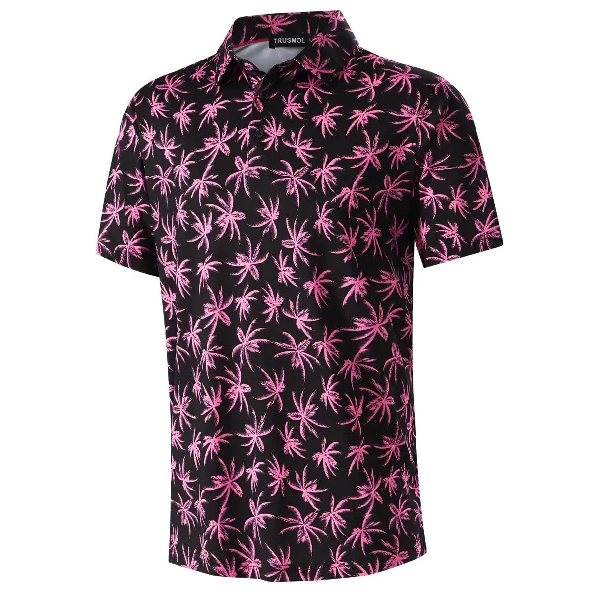 Men's Moisture-Wicking Golf Polo - Pink Palm Short Sleeve / X-Large