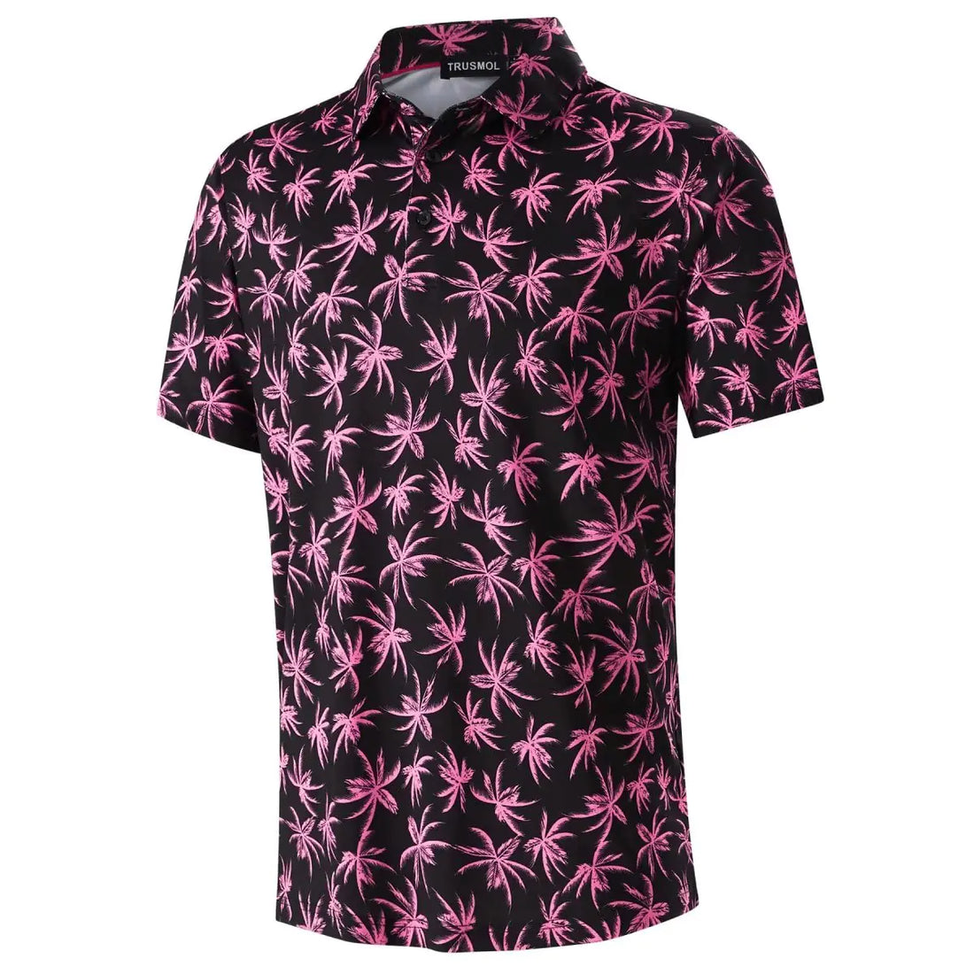 Men's Moisture-Wicking Golf Polo - Pink Palm Short Sleeve / X-Large