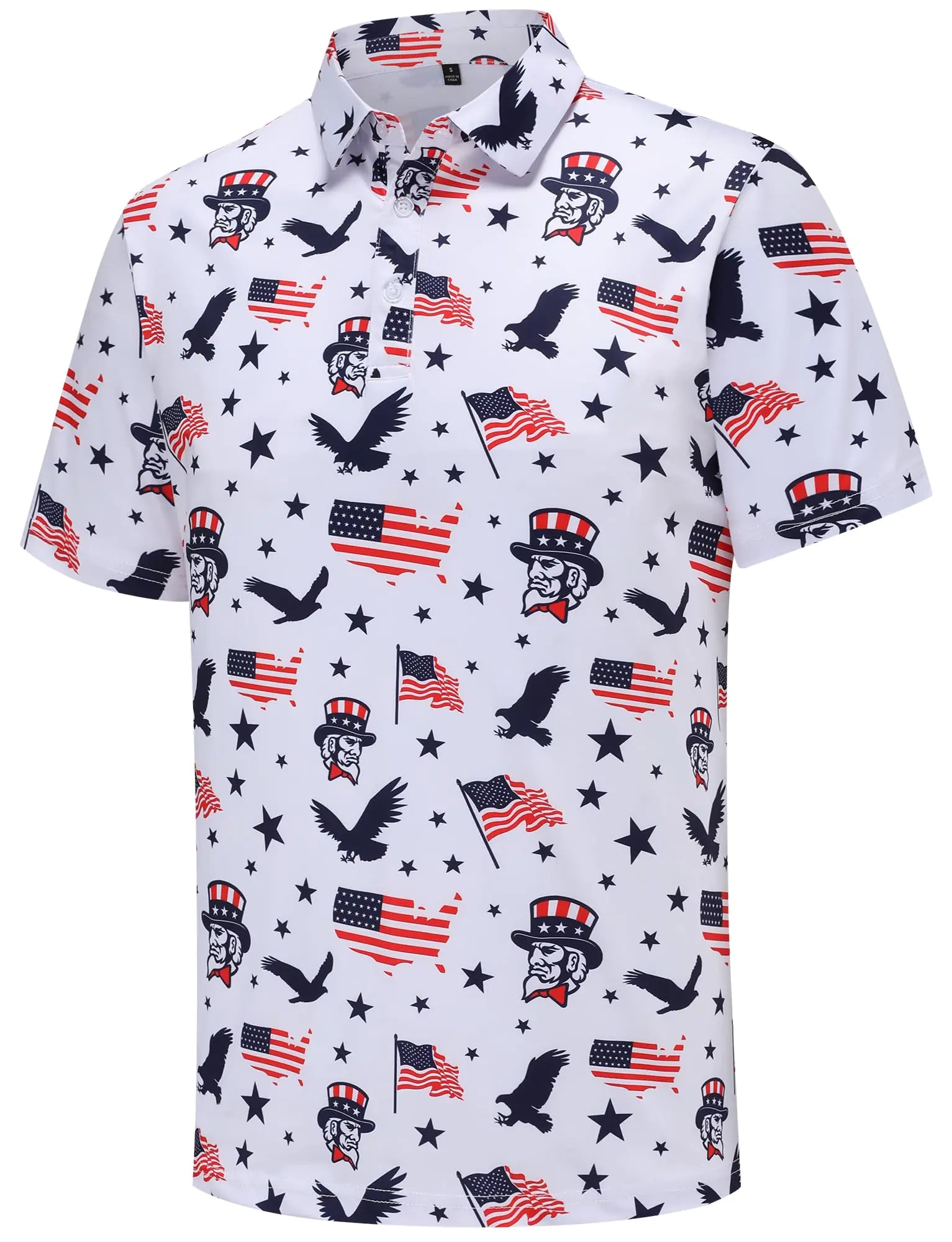 Men's USA Flag Golf Polo Shirts / X-Large