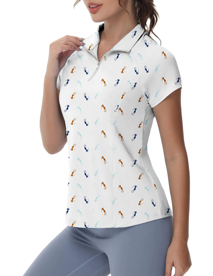 FlexFit Women's UV Guard Zip Polo Tee / Large