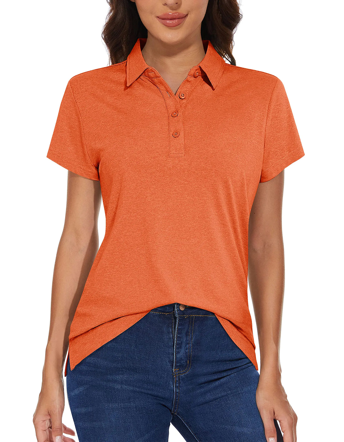 MAGCOMSEN Women's UPF 50+ Quick Dry Polo Shirt for Sports Orange / Medium