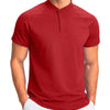 Mens FlexFit Henley Polos in Dark Red / Large