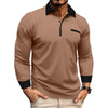 Men's Stylish Long Sleeve Polo - Khaki / XL