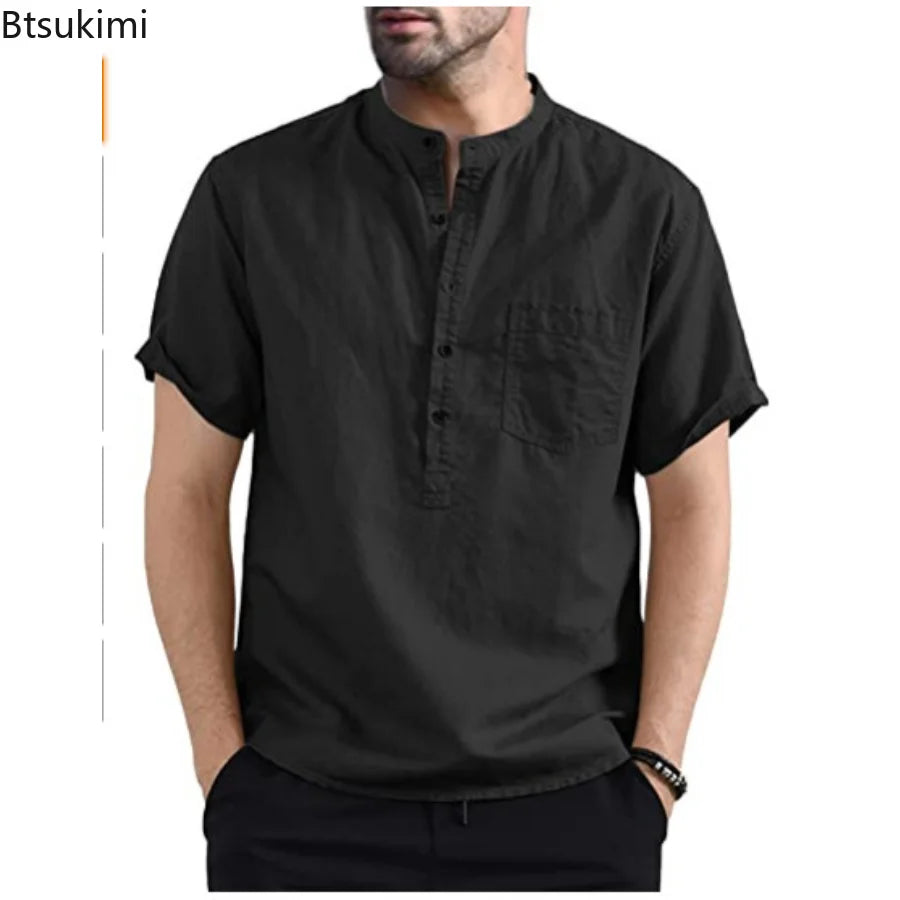 2024 Men's Summer Short Sleeve Cotton Linen Shirts