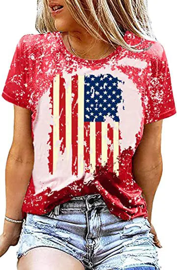 2023 Women's Independence Day Flag Print T-Shirt