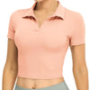 icyzone Womens Cropped Polo Top - Golf & Tennis Pink / Large