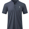 JMIERR Men's Quick Dry Henley Polo Shirt - Summer Golf & Casual Wear / Large