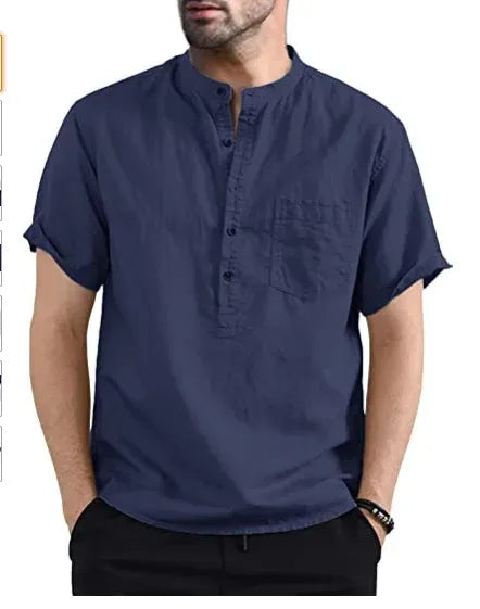 2024 Men's Summer Short Sleeve Cotton Linen Shirts