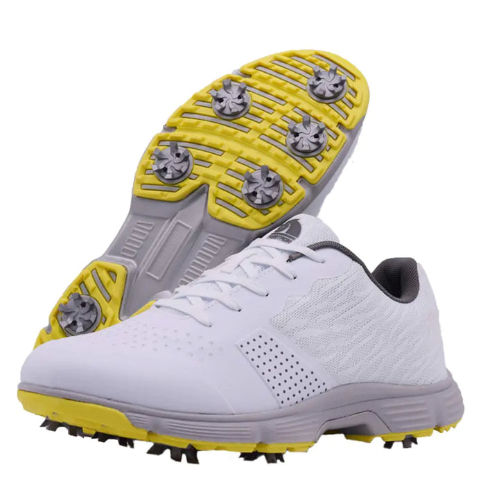 Zakey Waterproof Professional Golf Shoes Men Spikes Golf Sneakers Male Outdoor Anti Slip Walking Footwears White / 8.5