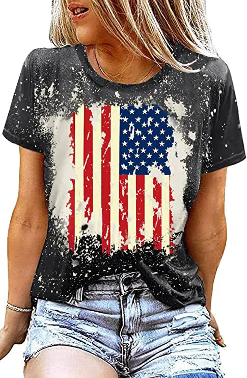 2023 Women's Independence Day Flag Print T-Shirt