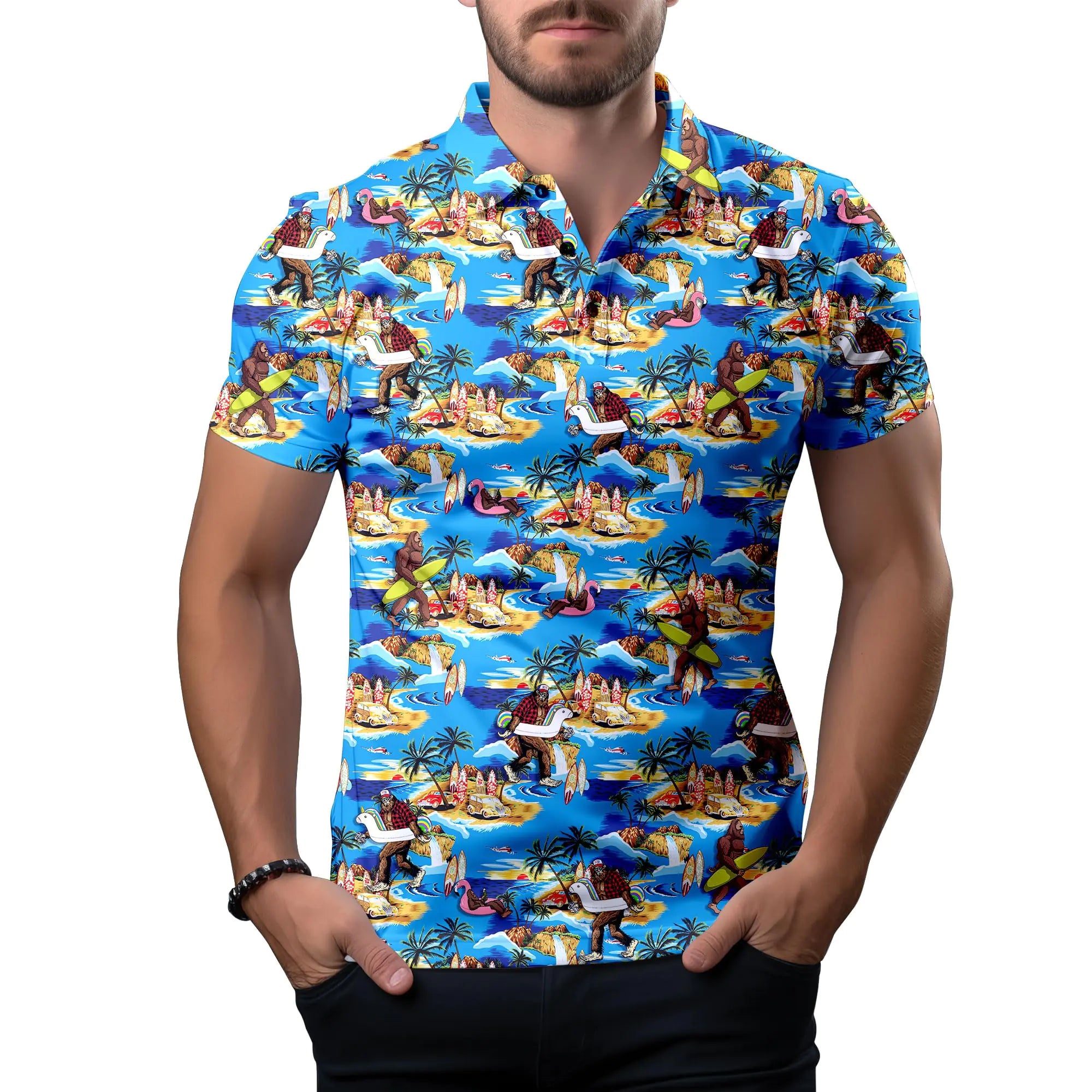 Sasquatch Neon Splash Men's Golf Shirt - Dry Fit Moisture-Wicking / Medium