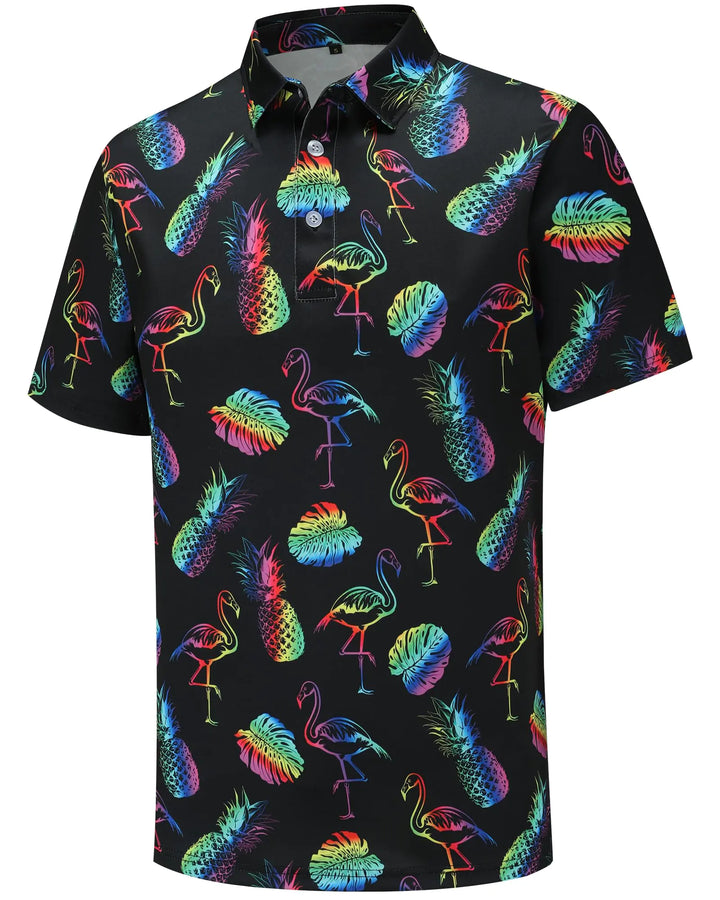 Neon Flamingo Performance Golf Polo /  Large