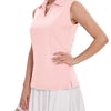 TACVASEN Women's Sleeveless UPF 50+ Golf Polo V-Neck Tank LightPink  / Small
