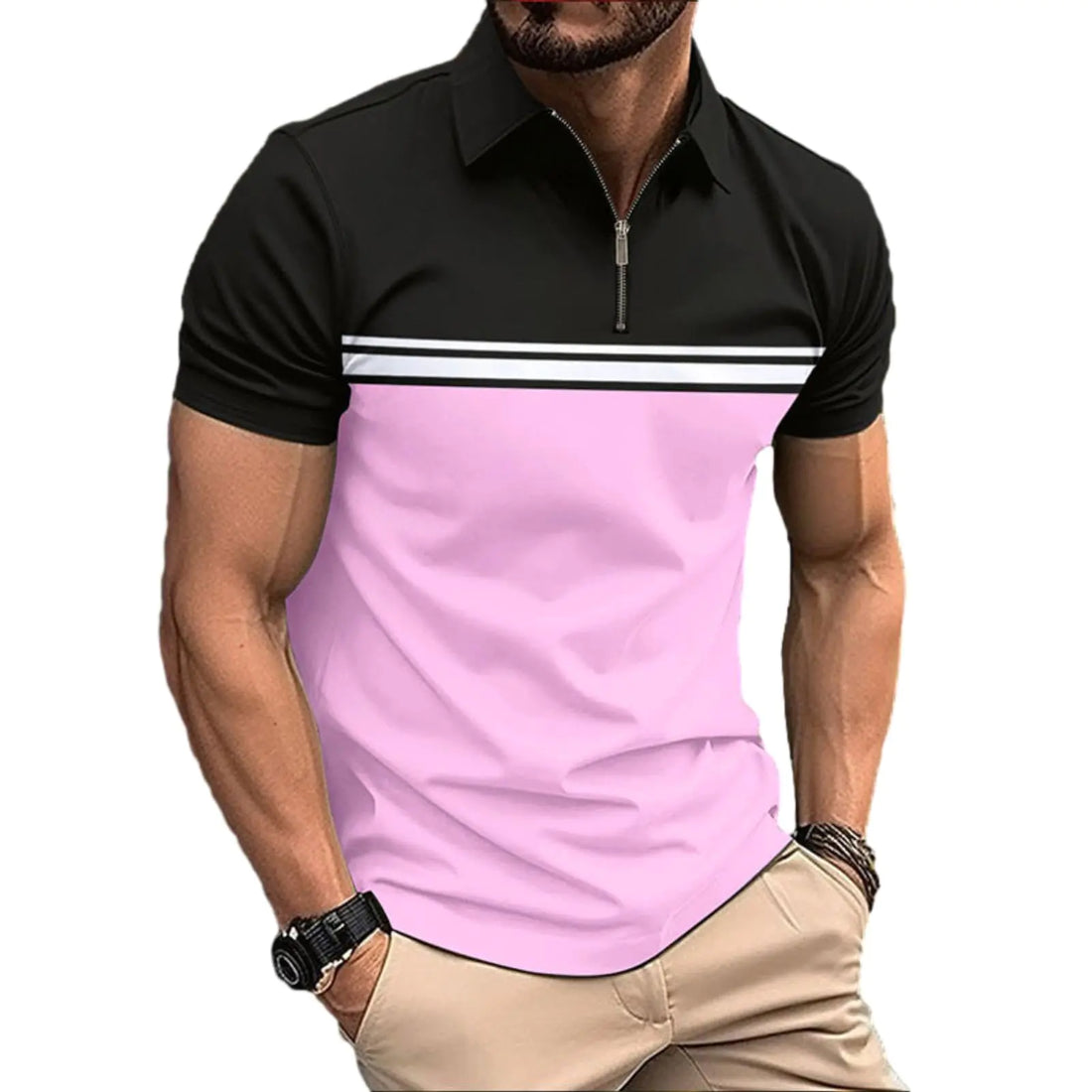 Men's Classic Zip-Up Polo Shirts / Small