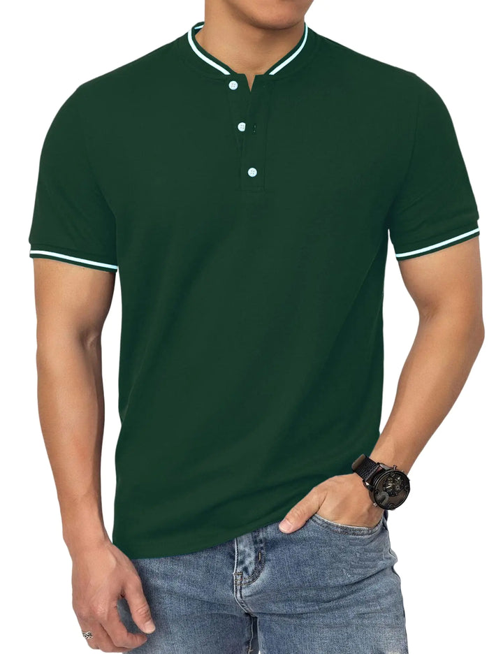 Men's Green Collarless Golf Polo / Small