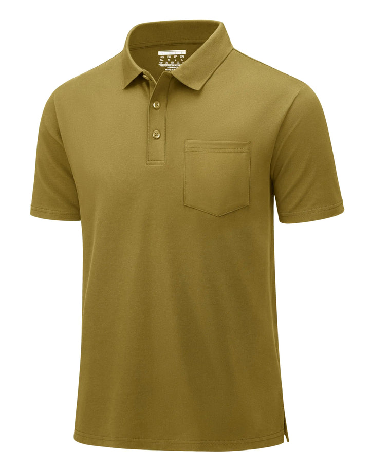MAGCOMSEN Men's Cotton Blend Polo with Pocket - Brown / XX-Large