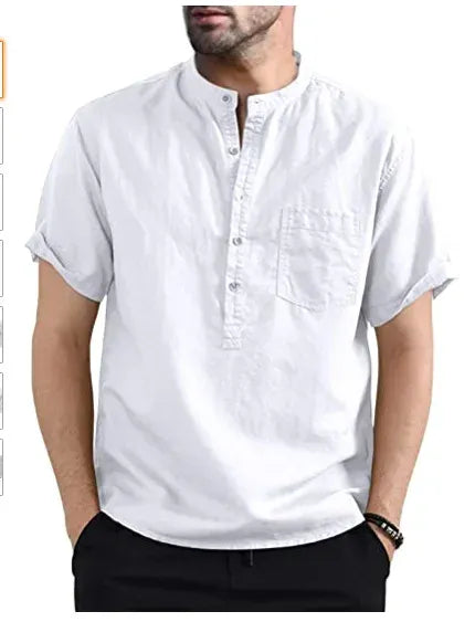 2024 Men's Summer Short Sleeve Cotton Linen Shirts