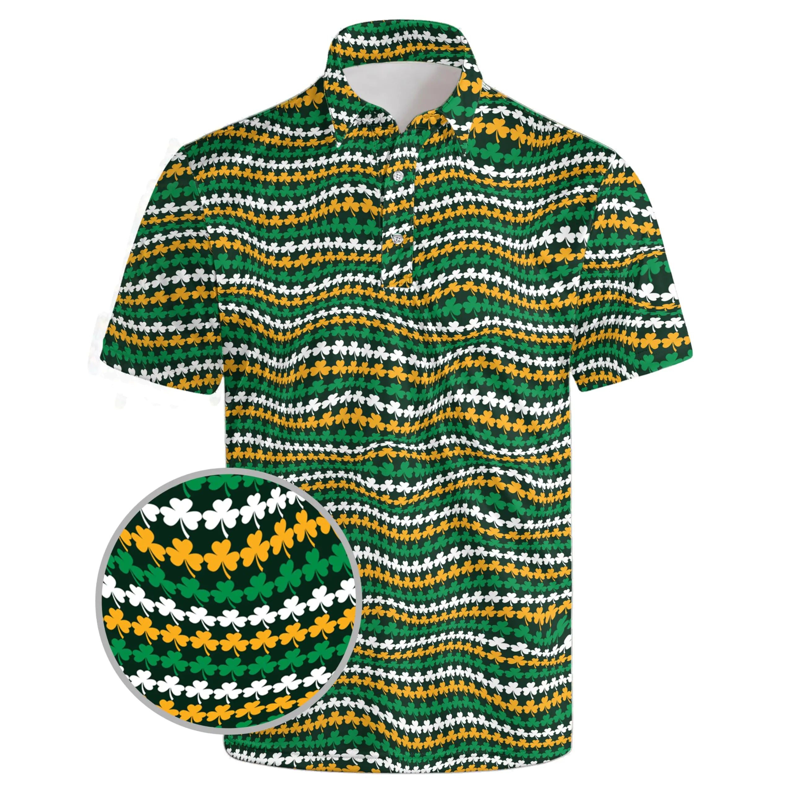 Irish Green Clover Golf Polo for Men / 4X-Large