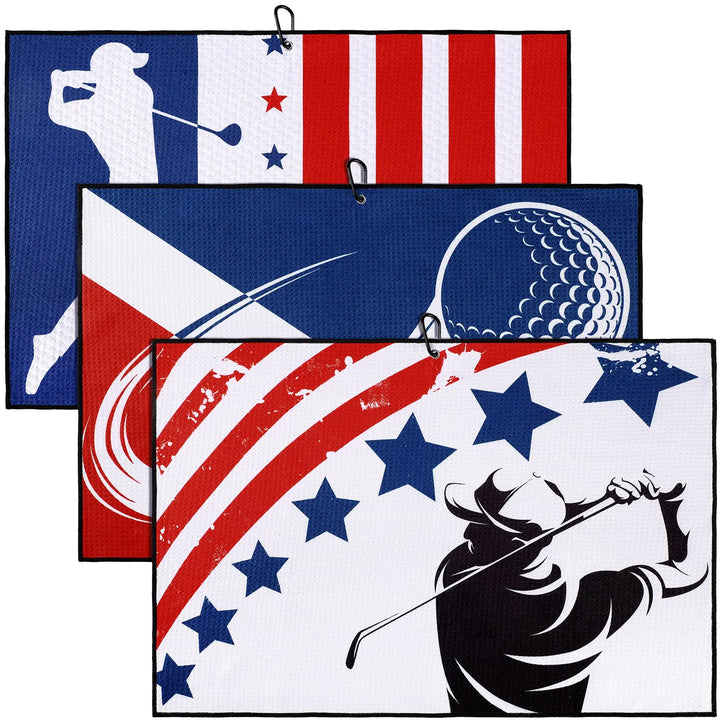Patriot Pro 3-Pack Microfiber Golf Towels with Clip