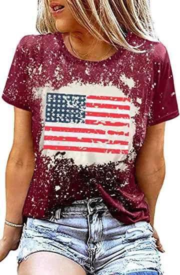 2023 Women's Independence Day Flag Print T-Shirt