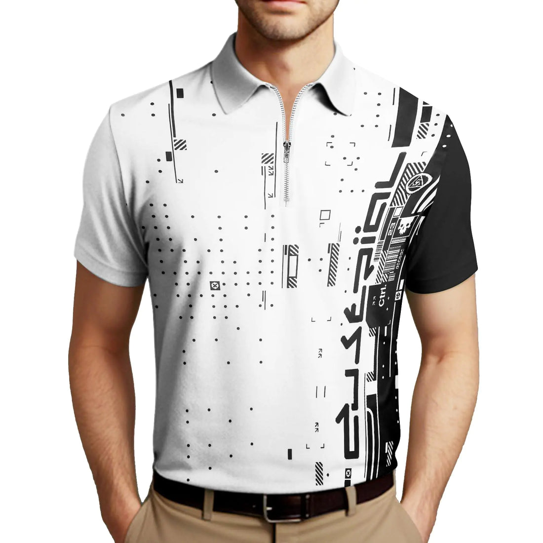DCDany Zip-Collar Men's Polo - Slim Fit & Breathable / XX-Large
