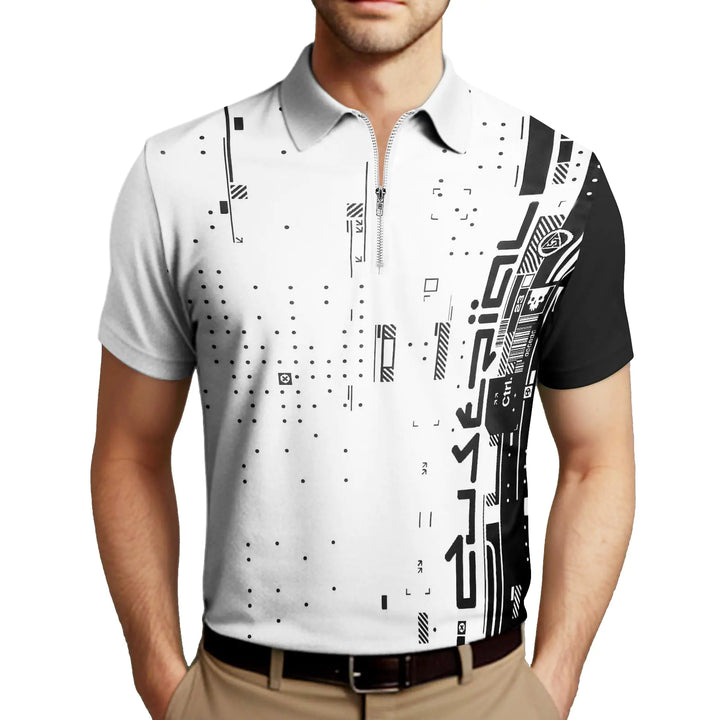 DCDany Zip-Collar Men's Polo - Slim Fit & Breathable / XX-Large