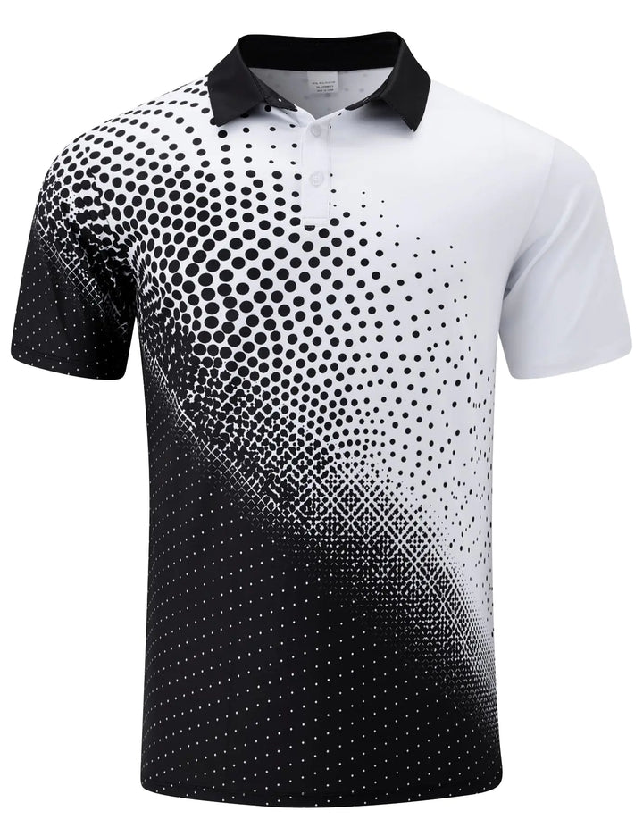 Seadodo Mens Athletic Golf Polo - Black White Dot, Dry Fit / Medium