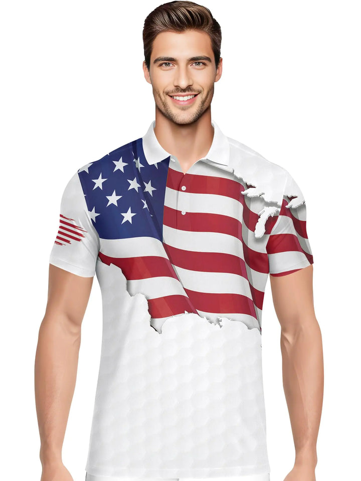PAGYMO Flag Printed Men's Golf Polo / Medium