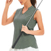 addigi V-Neck Sleeveless Golf Polo for Women in Army Green / Large