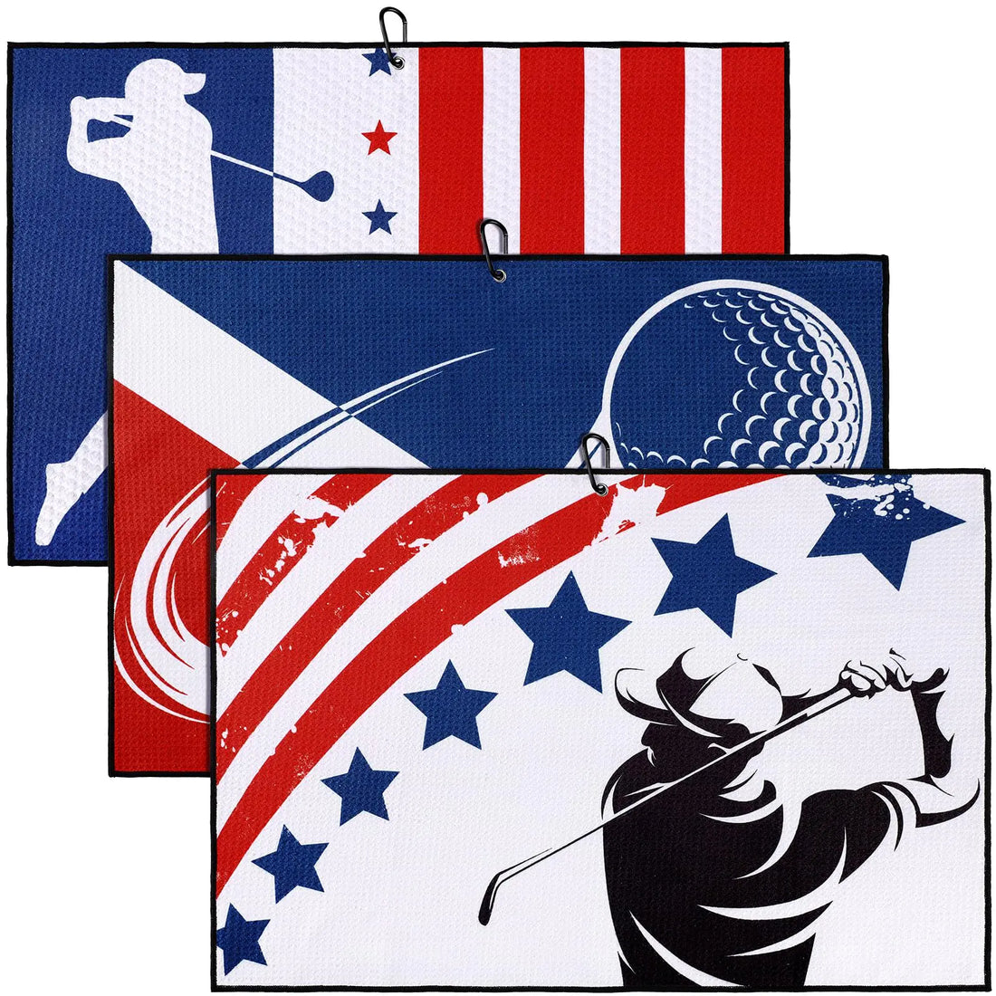 Patriot Pro 3-Pack Microfiber Golf Towels with Clip