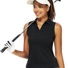 Stelle Sleeveless Tennis & Golf Polo - V Neck Quick Dry Black  / Small