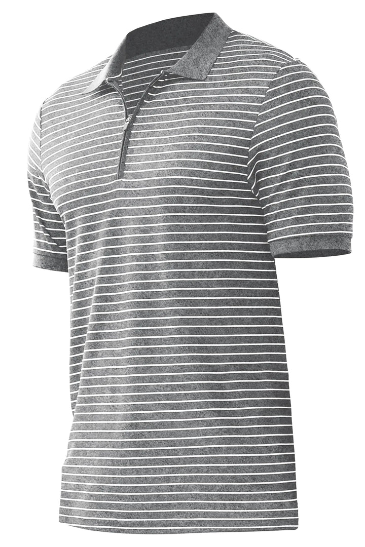 ZTN Men's Stripe Zip Polo - Moisture-Wicking Performance Golf Shirt / XX-Large