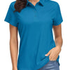 Quick-Dry Sporty Polo for Women in Blue Green  / Large