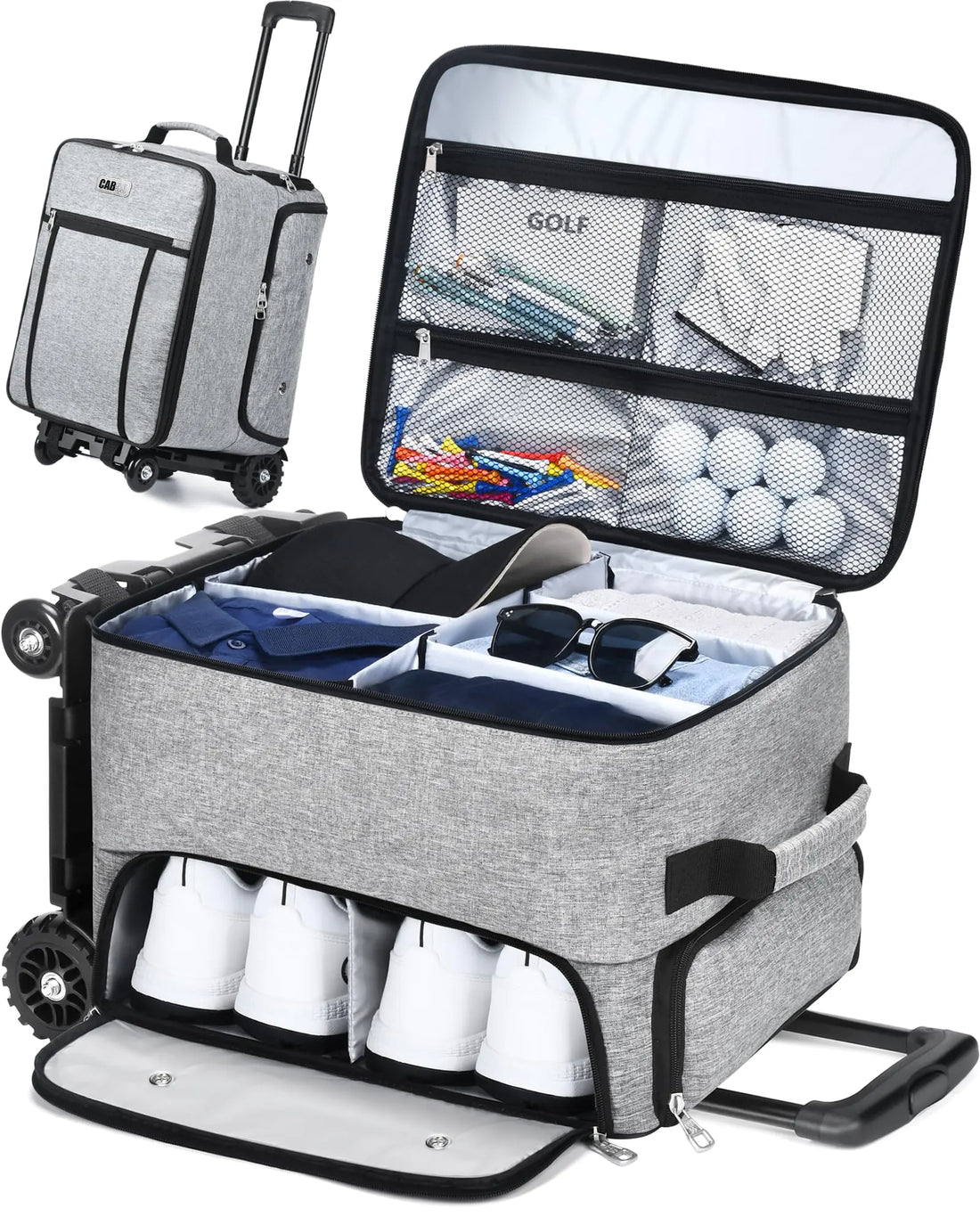 CAB55 Mobile Golf Gear Chest with Dual-Shoe Ventilation Compartment (Gray)