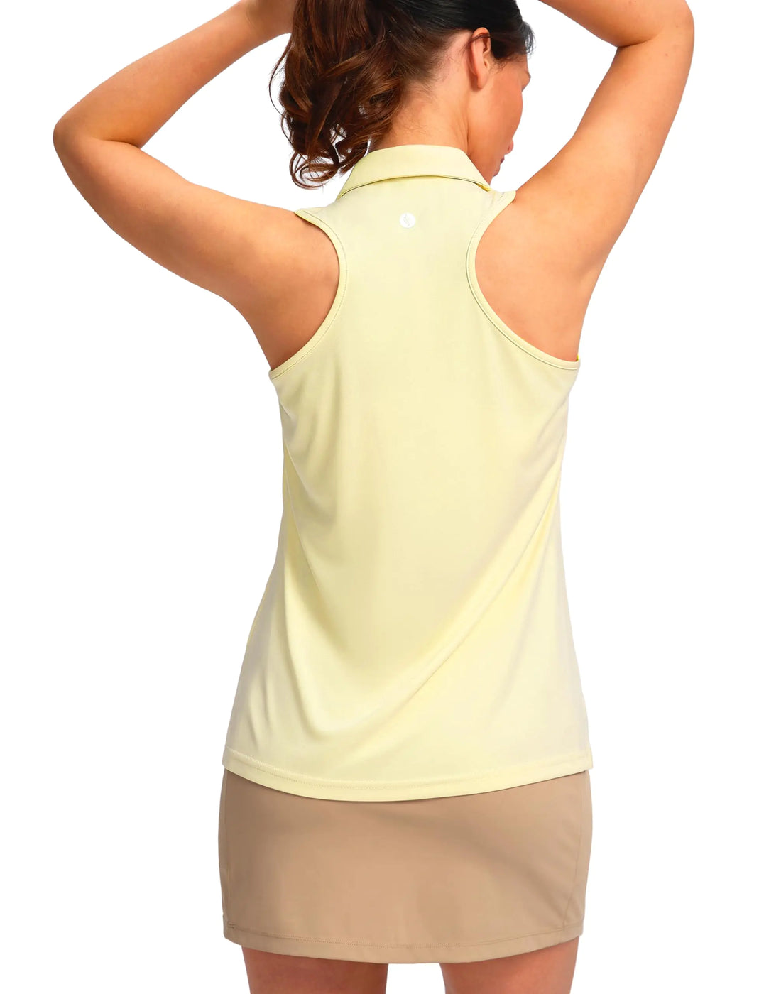SANTINY Women's Sleeveless Athleisure Polo Tank Light Yellow / Small
