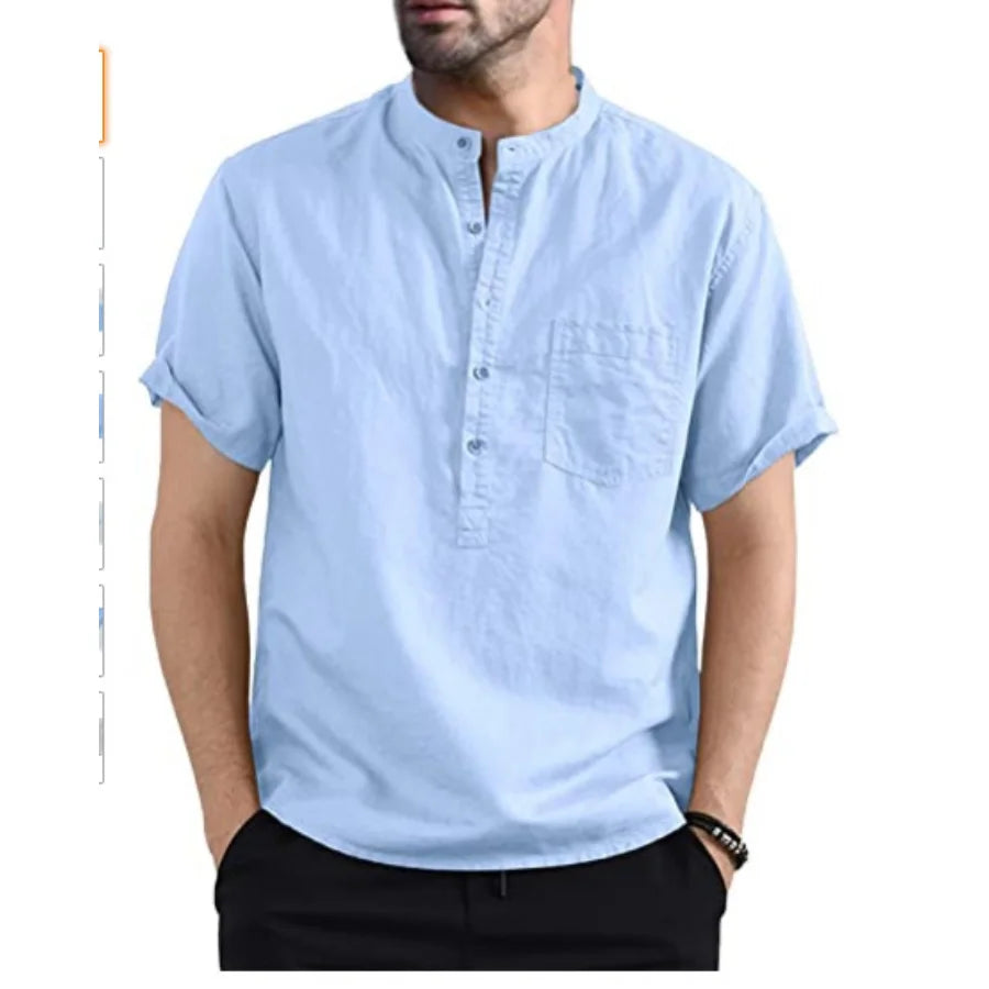 2024 Men's Summer Short Sleeve Cotton Linen Shirts