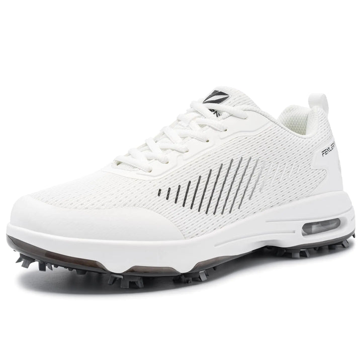 FENLERN Mens Golf Shoes Spiked Air Cushion Breathable Upper 10