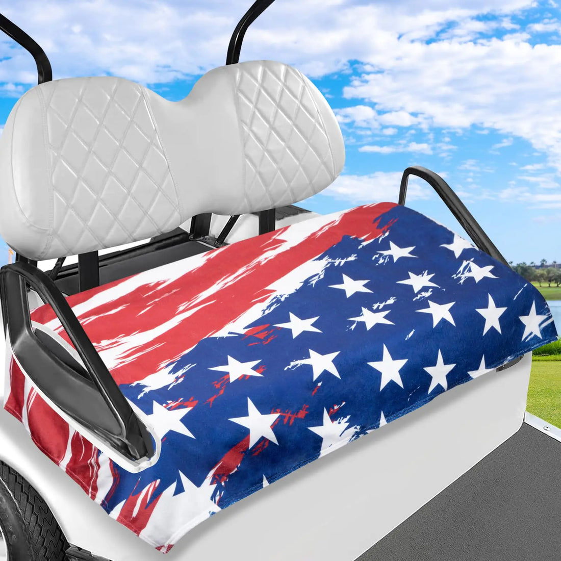 All-Weather Golf Cart Seat Towel - Microfiber USA Flag Design