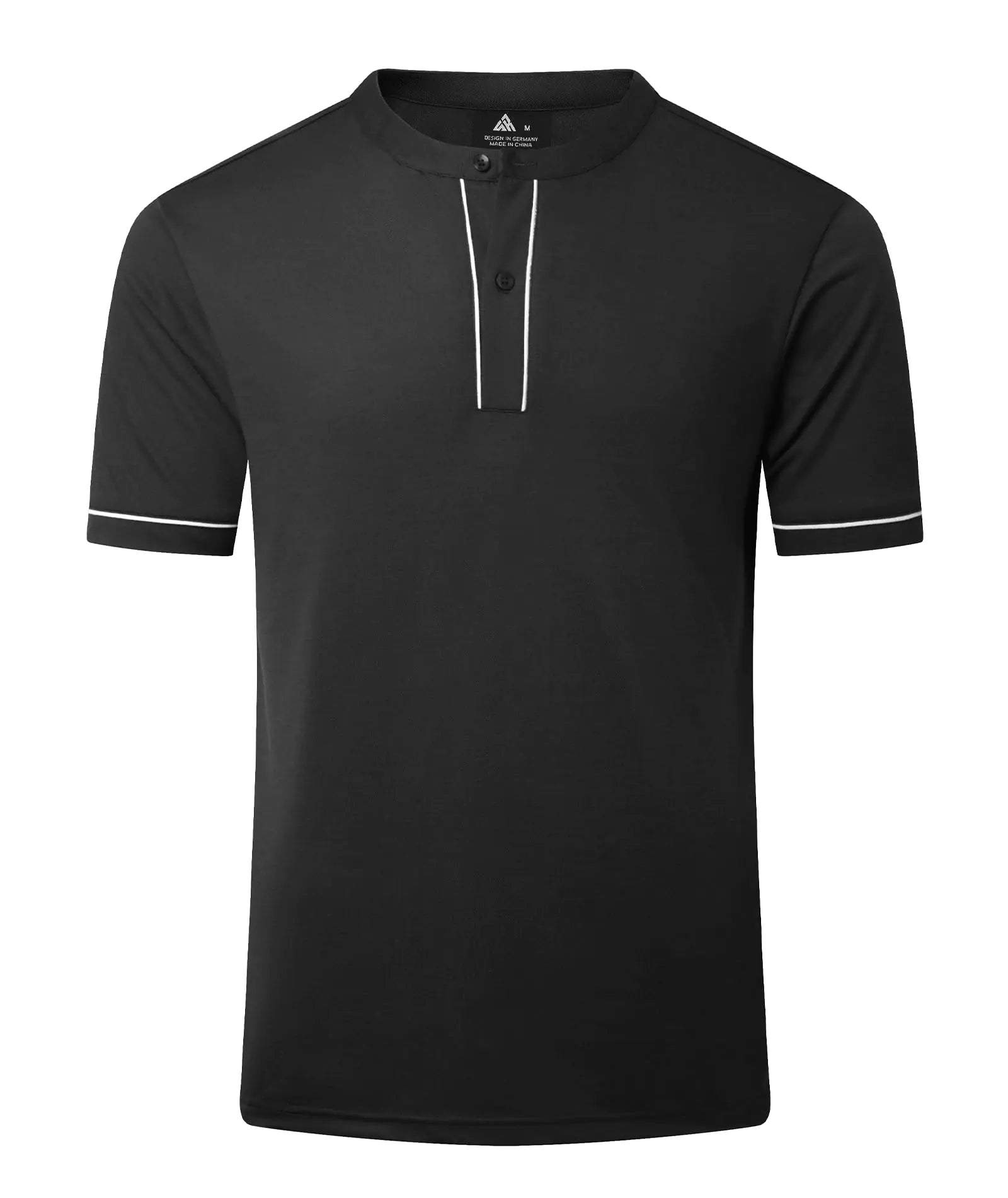 FlexWick Men's Collarless Golf Shirt - Casual Performance Polo, Henley Black / 3X-Large